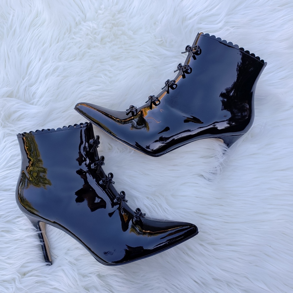 Patent leather ankle boots for fall or winter